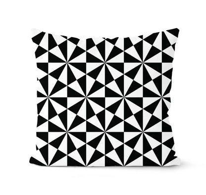 طقم أغطية وسائد هندسية باللونين الأبيض والأسود من DecorBites™ - وسادة لتزيين الأريكة المنزلية