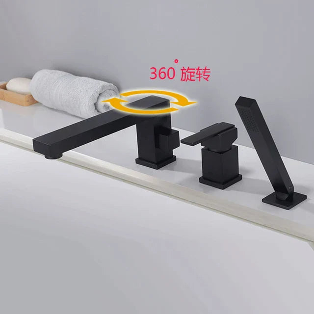 DecorBites™ Brushed Gold 3-Hole Widespread Bath and Shower Faucet with Hand Shower Head