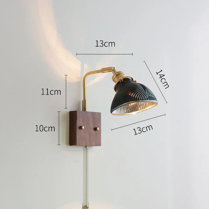 DecorBites™ Clear Glass LED Wall Lights with Pull Chain Switch, Rotate Modern Nordic Wall Lamp