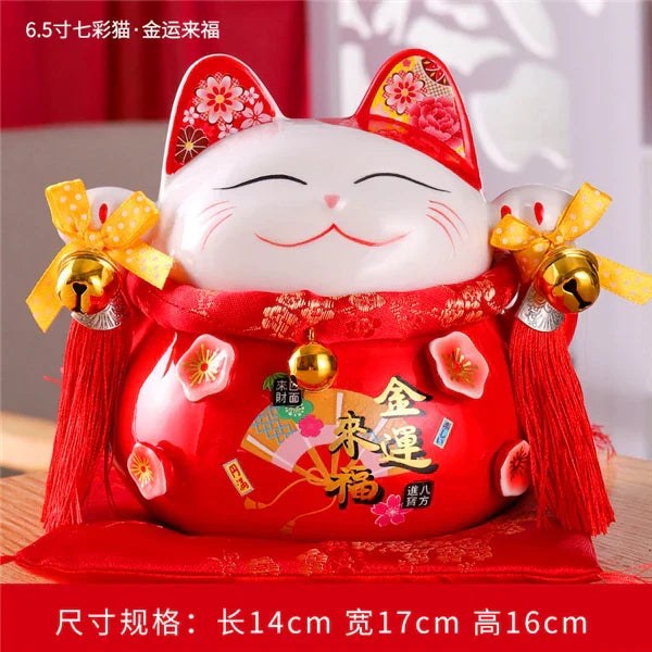 DecorBites™ Ceramic Maneki Neko Piggy Bank: Creative Home Decor & Lucky Cat Business Gift
