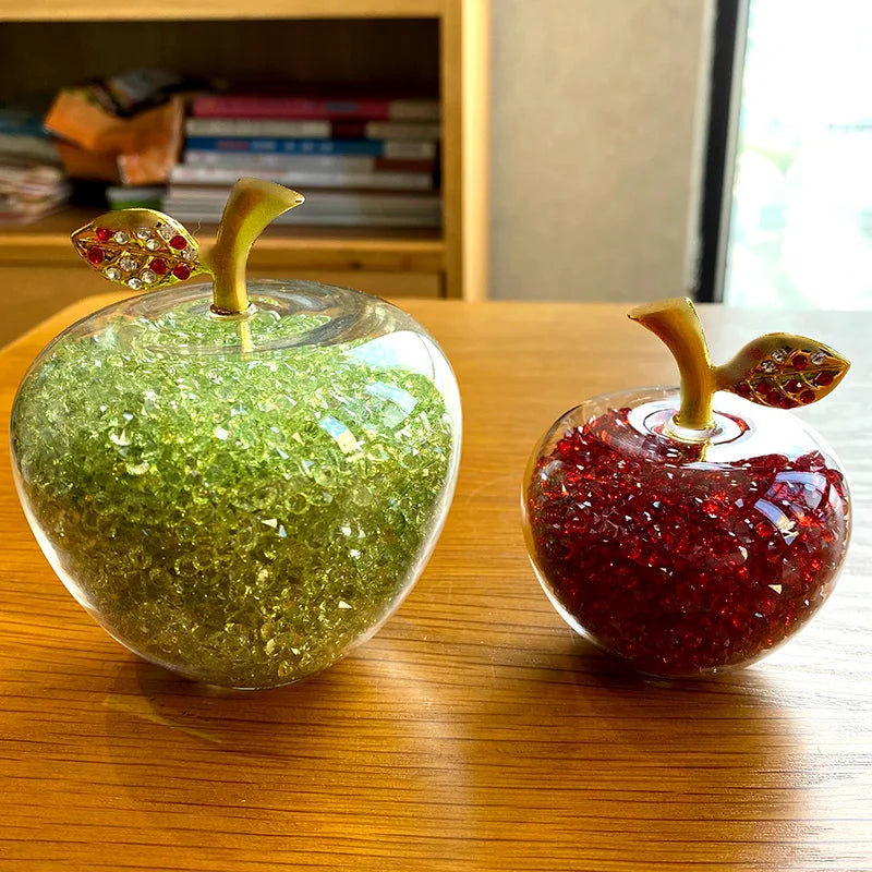 DecorBites™ Glaze Crystal Apple Paperweight Figurine Collection for Home Office Decor