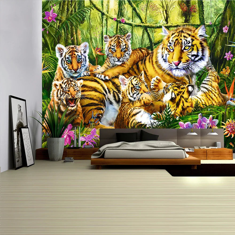 Decobites Tiger Pattern Luxury Wall Tapestry for Modern Home Decor