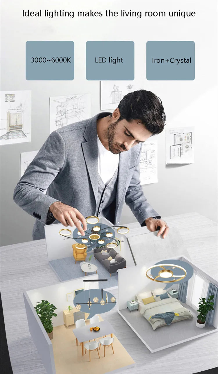 DecorBites™ LED Chandelier: Stylish Indoor Lighting for Bedroom, Living Room, Dining Room