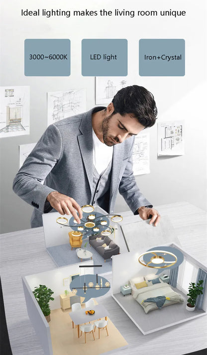 DecorBites™ LED Chandelier: Modern Whole House Indoor Lighting for Bedroom, Living Hall, and Dining Room