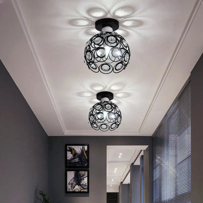 DecorBites™ Crystal Flush Mount Chandelier for Hallway Foyer, Modern Hollow Carved Ceiling Light