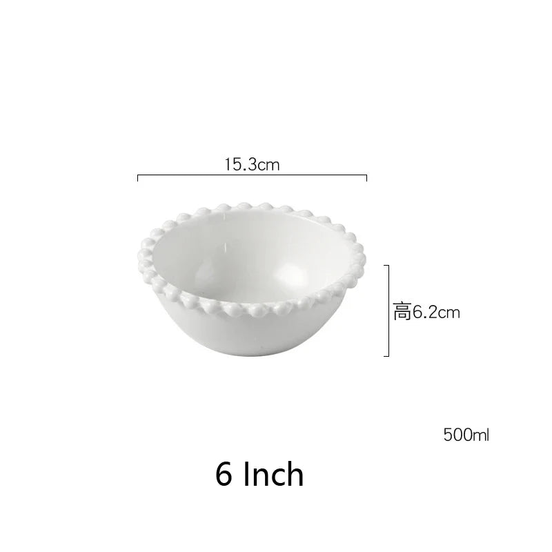 DecorBites™ Heart Shaped Pearl Dinner Plate Set - Elegant Porcelain Tableware for Salad, Soup, Steak