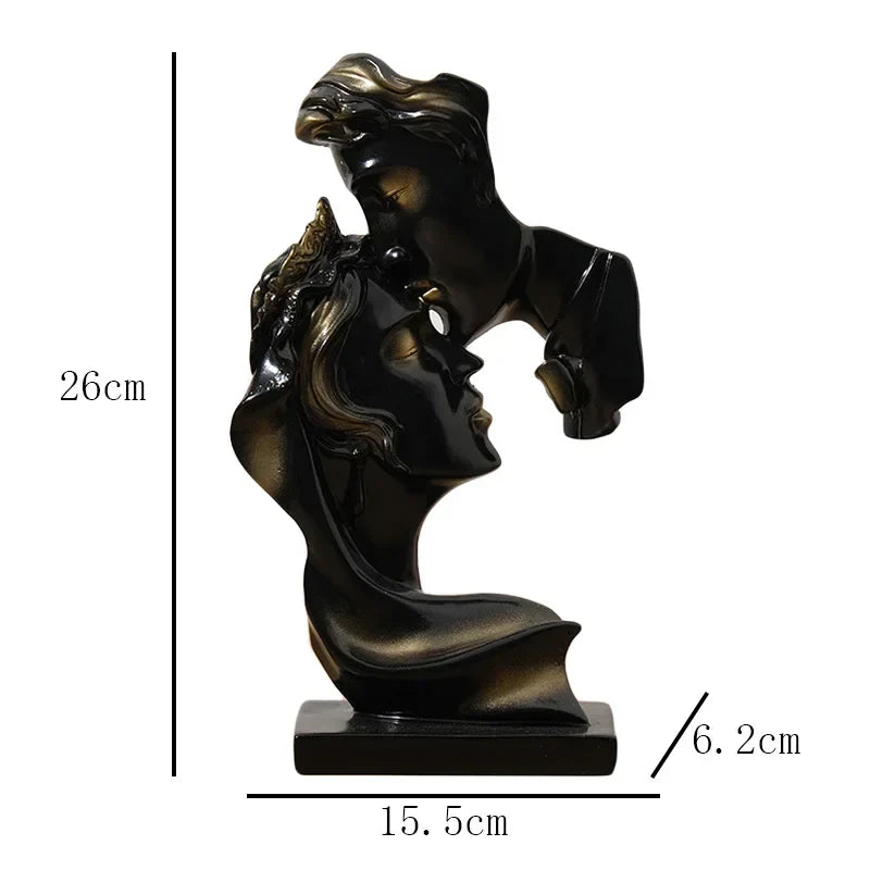 ديكور بايتس™ - تمثالان لزوجين مُقبِّلين من الراتنج، مقاس ٢٦ سم - ديكور وهدية لعيد الحب