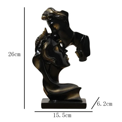 ديكور بايتس™ - تمثالان لزوجين مُقبِّلين من الراتنج، مقاس ٢٦ سم - ديكور وهدية لعيد الحب