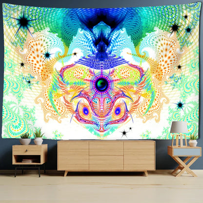 Psychedelic Eyes Tapestry Witchcraft Abstract Colorful Grim Reaper Hippie Home Decor by Decobites