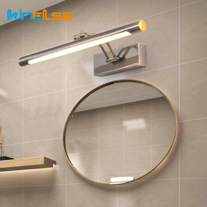DecorBites™ LED Stainless Steel Bathroom Wall Lamp Switch Waterproof Cosmetic Mirror Sconce