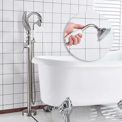 DecorBites™ Black Bathtub Faucet Hot Cold Water Mixer Taps Shower Set Floor Mounted