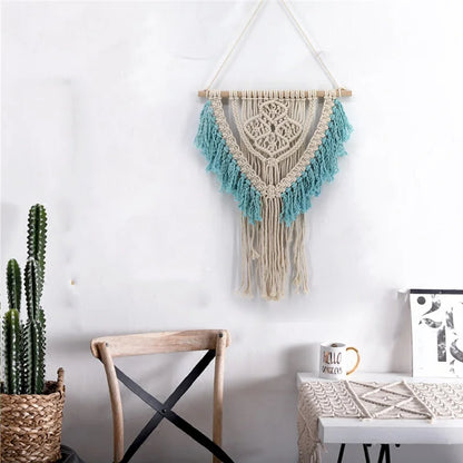 Decobites Colorful Cotton Macrame Wall Hanging Tapestry for Nordic Modern Living Room Decor