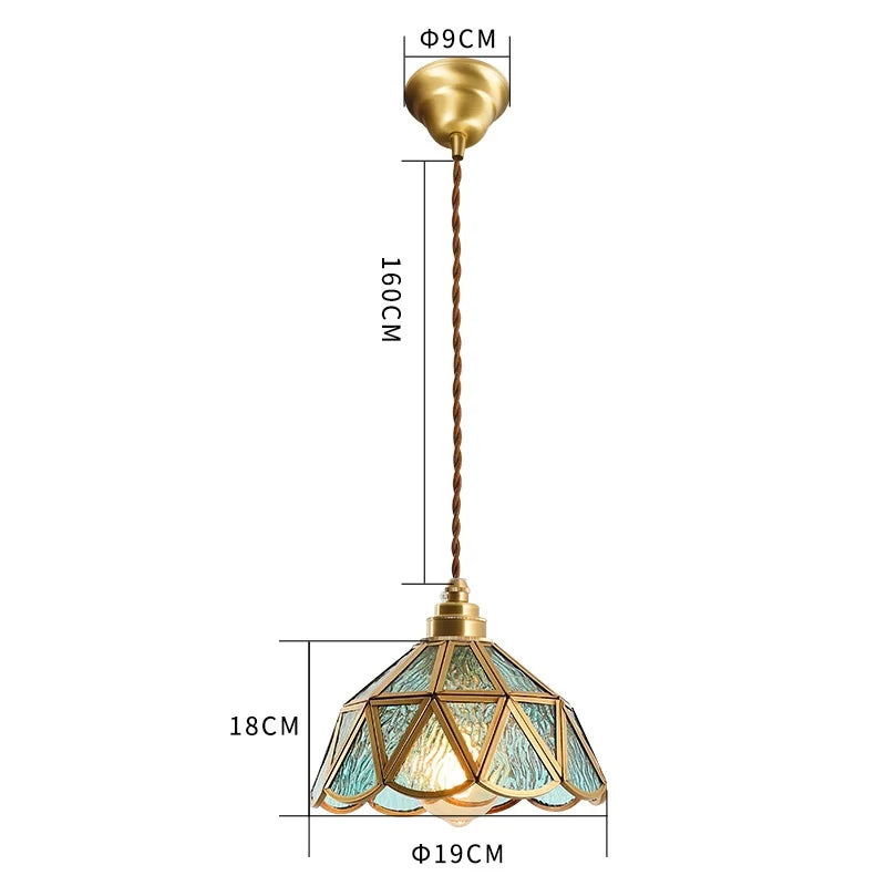 DecorBites™ Japanese Vintage Glass Copper LED Pendant Lamp for Bedroom, Bar, Cafe