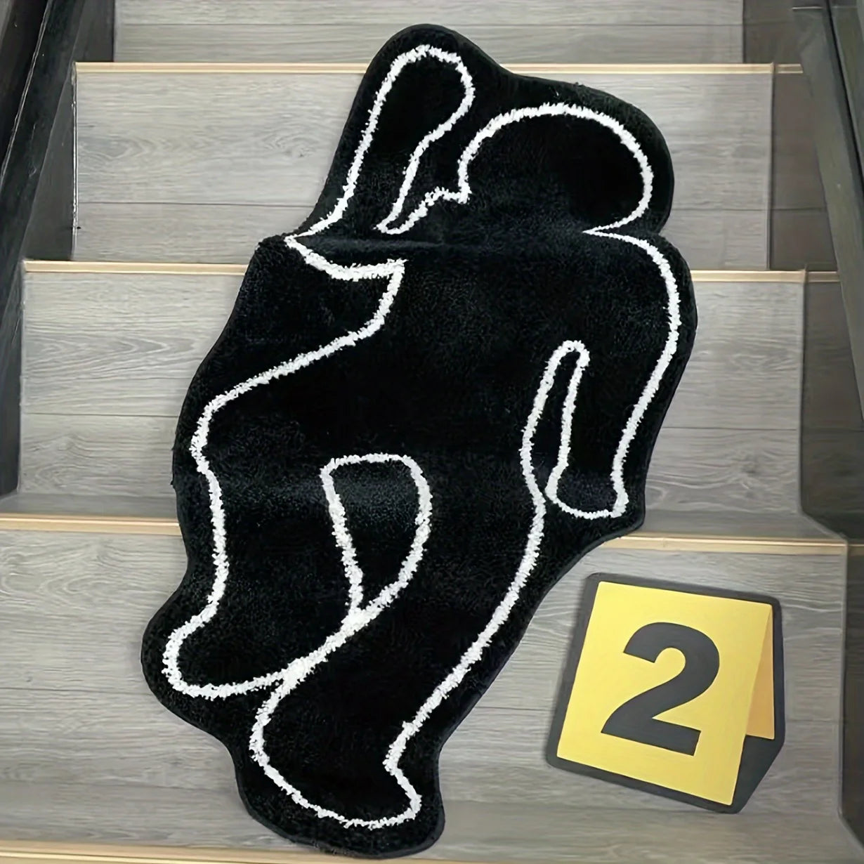 Humanoid Non-Slip Black Area Rug