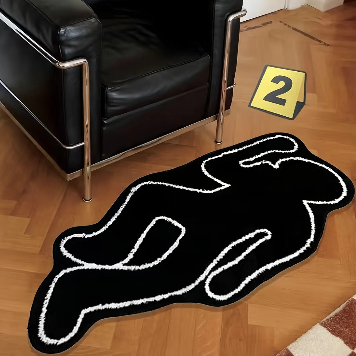 Humanoid Non-Slip Black Area Rug