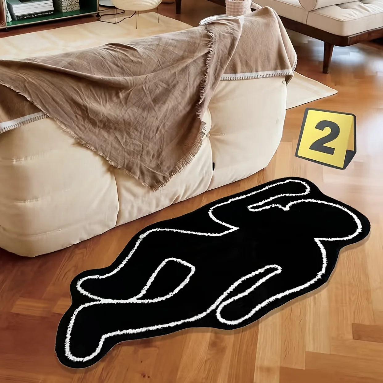 Humanoid Non-Slip Black Area Rug