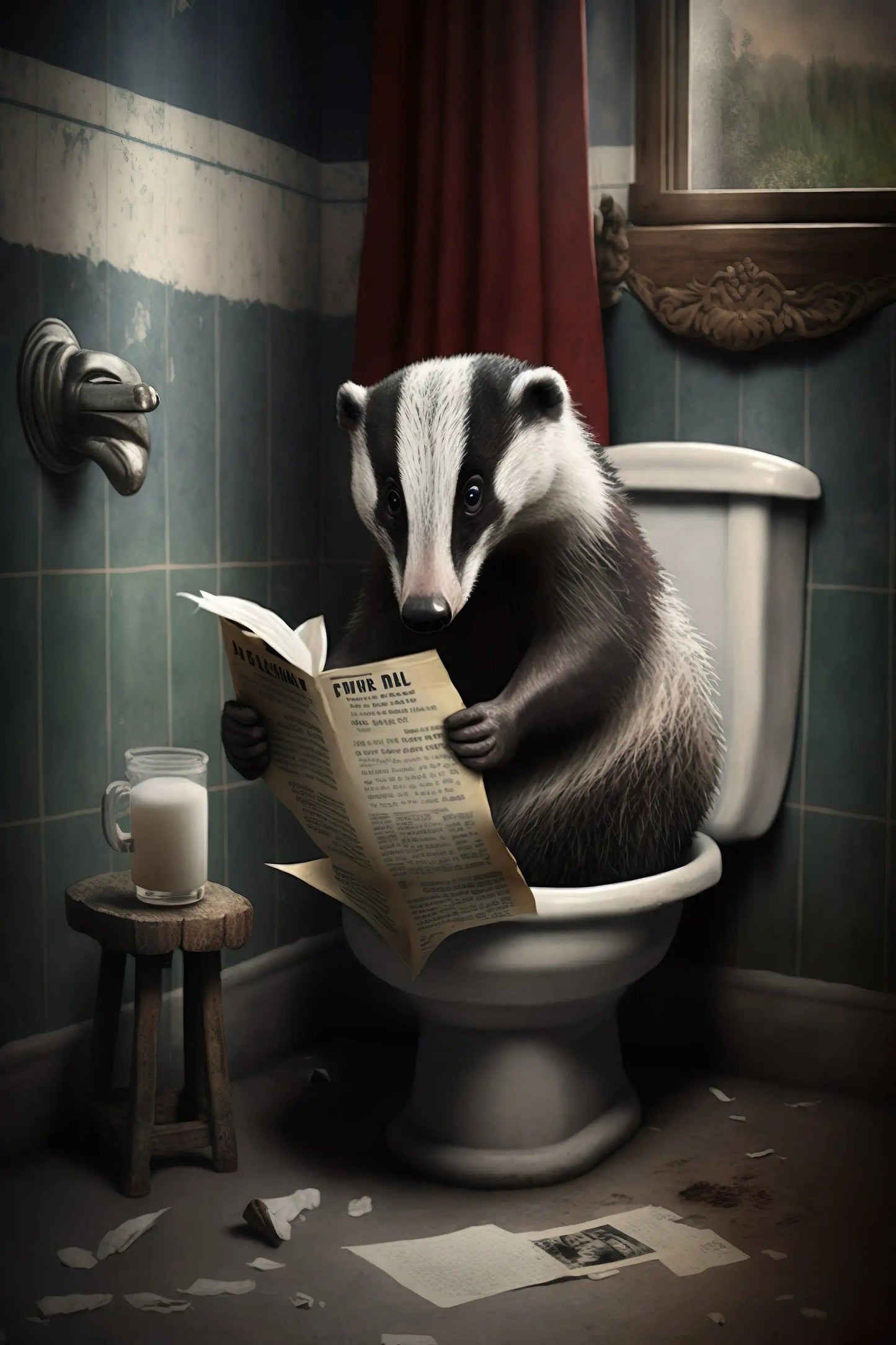 Humorous Animal Bathroom Canvas Print