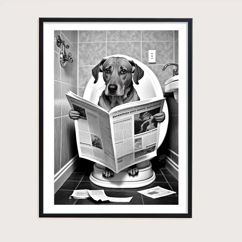 Humorous Animal Bathroom Canvas Print