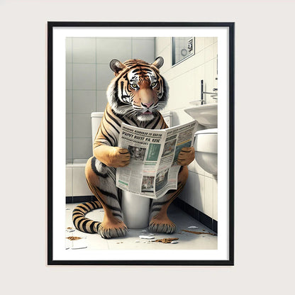 Humorous Animal Bathroom Canvas Print