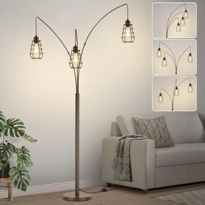 Industrial 3-Light Arc Floor Lamp