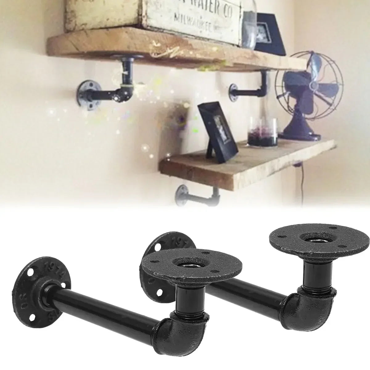 Industrial Vintage Black Iron Shelf