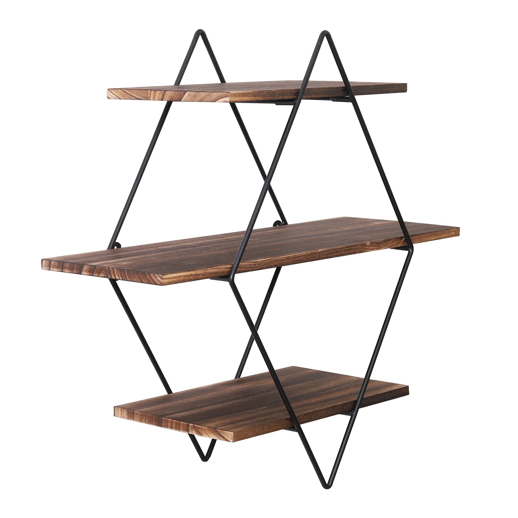 Industrial Wood Floating Shelf, 3 Tier