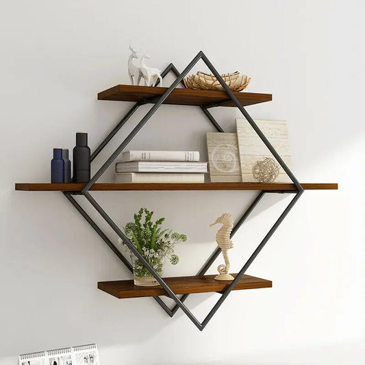 Industrial Wood Floating Shelf, 3 Tier