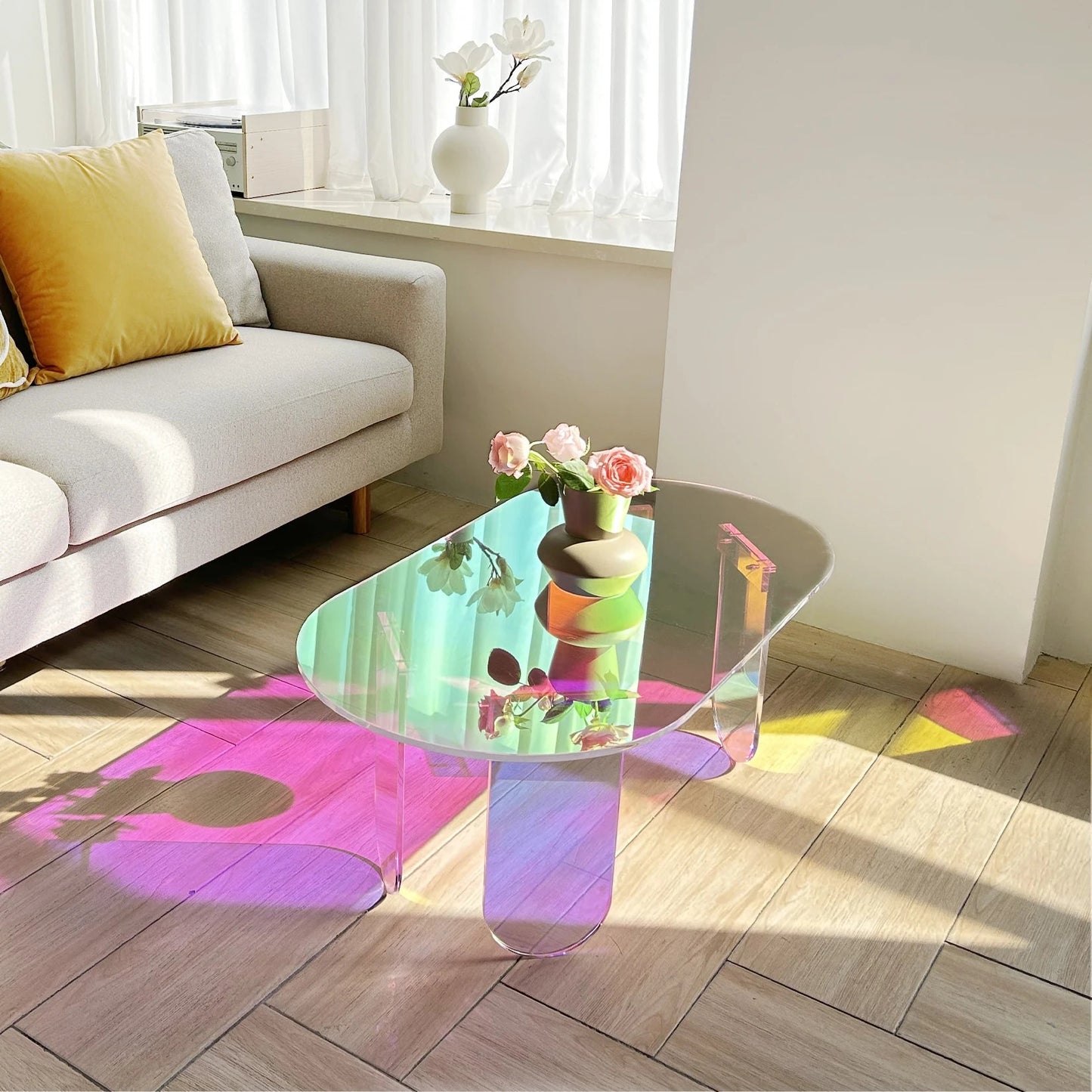 Iridescent Acrylic Oval Coffee Table