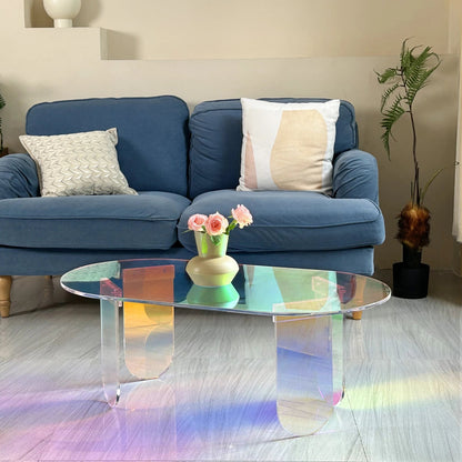 Iridescent Acrylic Oval Coffee Table