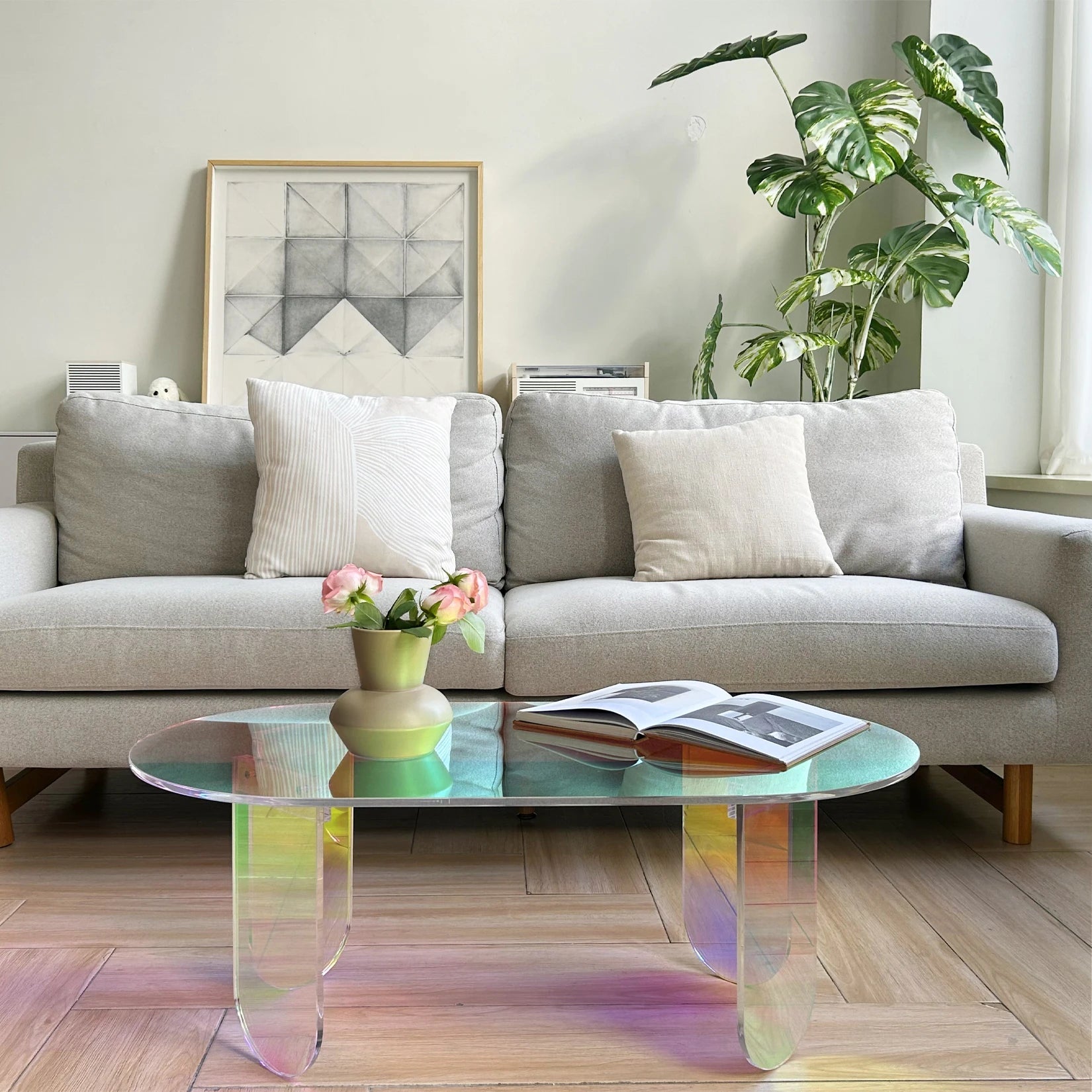 Iridescent Acrylic Oval Coffee Table