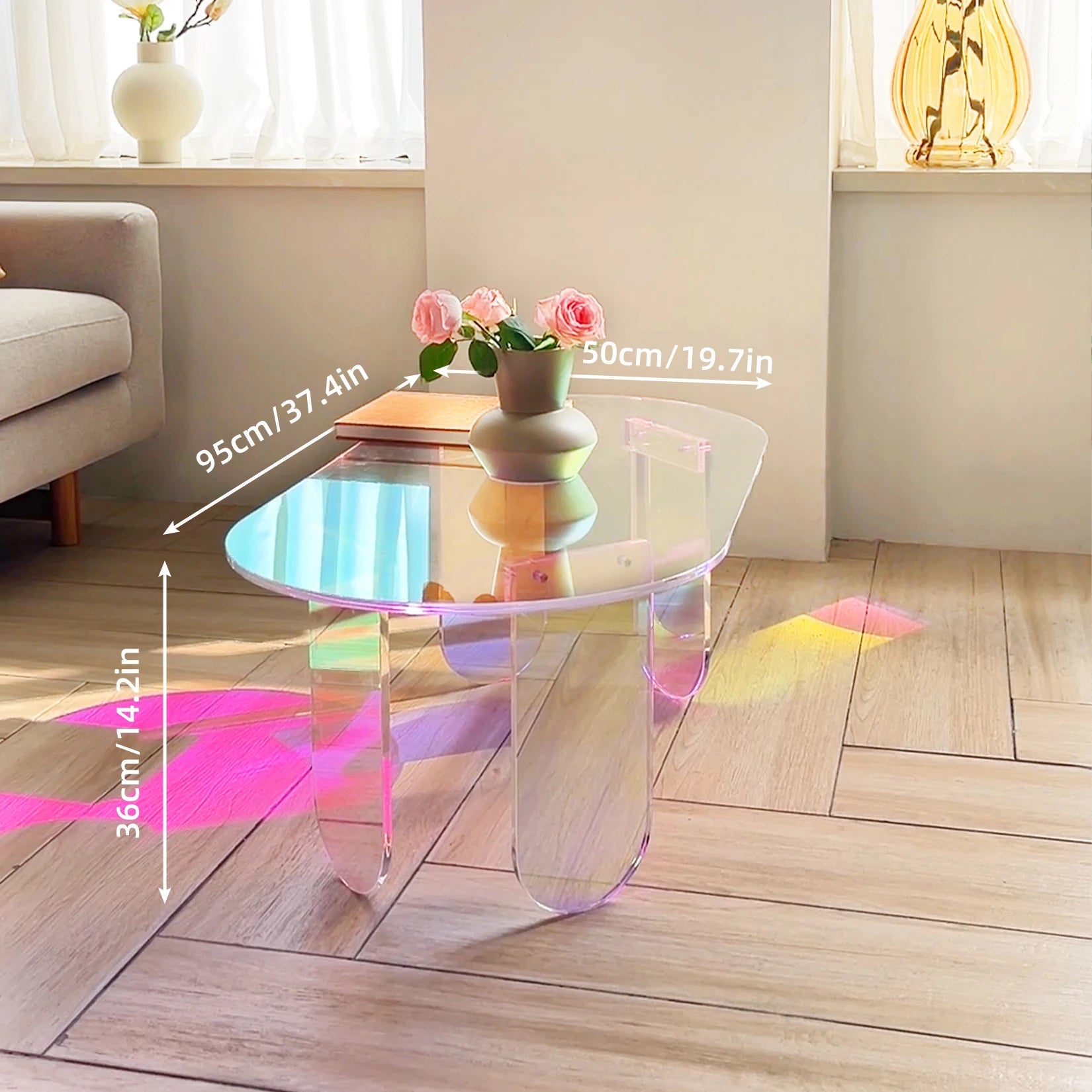 Iridescent Acrylic Oval Coffee Table