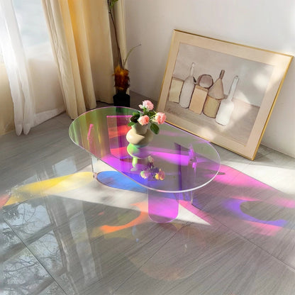 Iridescent Acrylic Oval Coffee Table