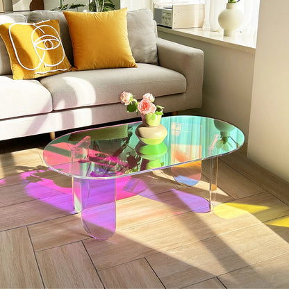 Iridescent Acrylic Oval Coffee Table