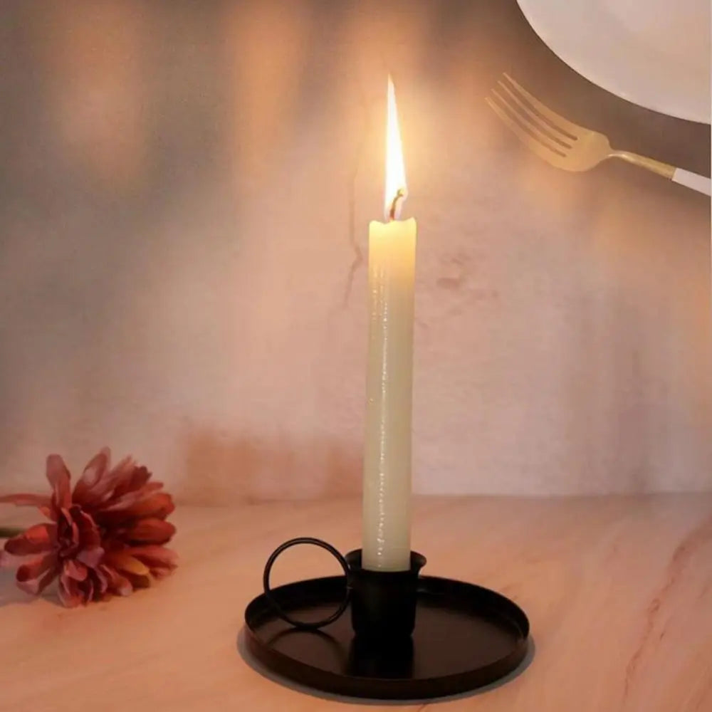 Iron Black Gold Plated Candle Holder