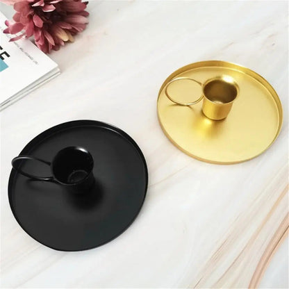 Iron Black Gold Plated Candle Holder