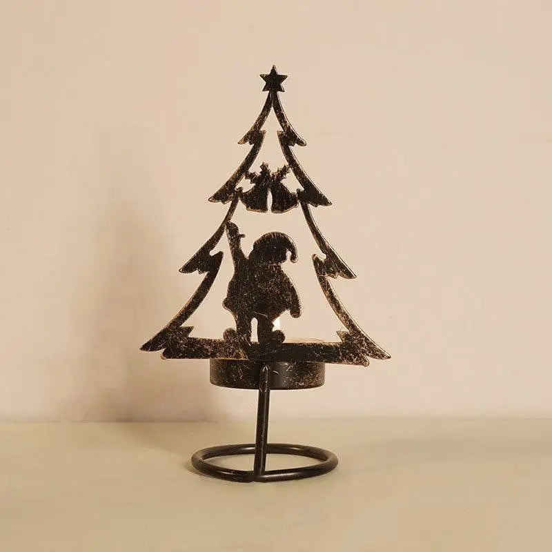 Iron Snowman Elk Candle Holder