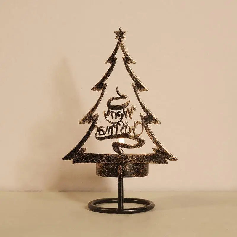 Iron Snowman Elk Candle Holder