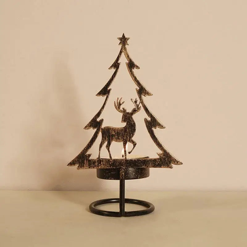 Iron Snowman Elk Candle Holder