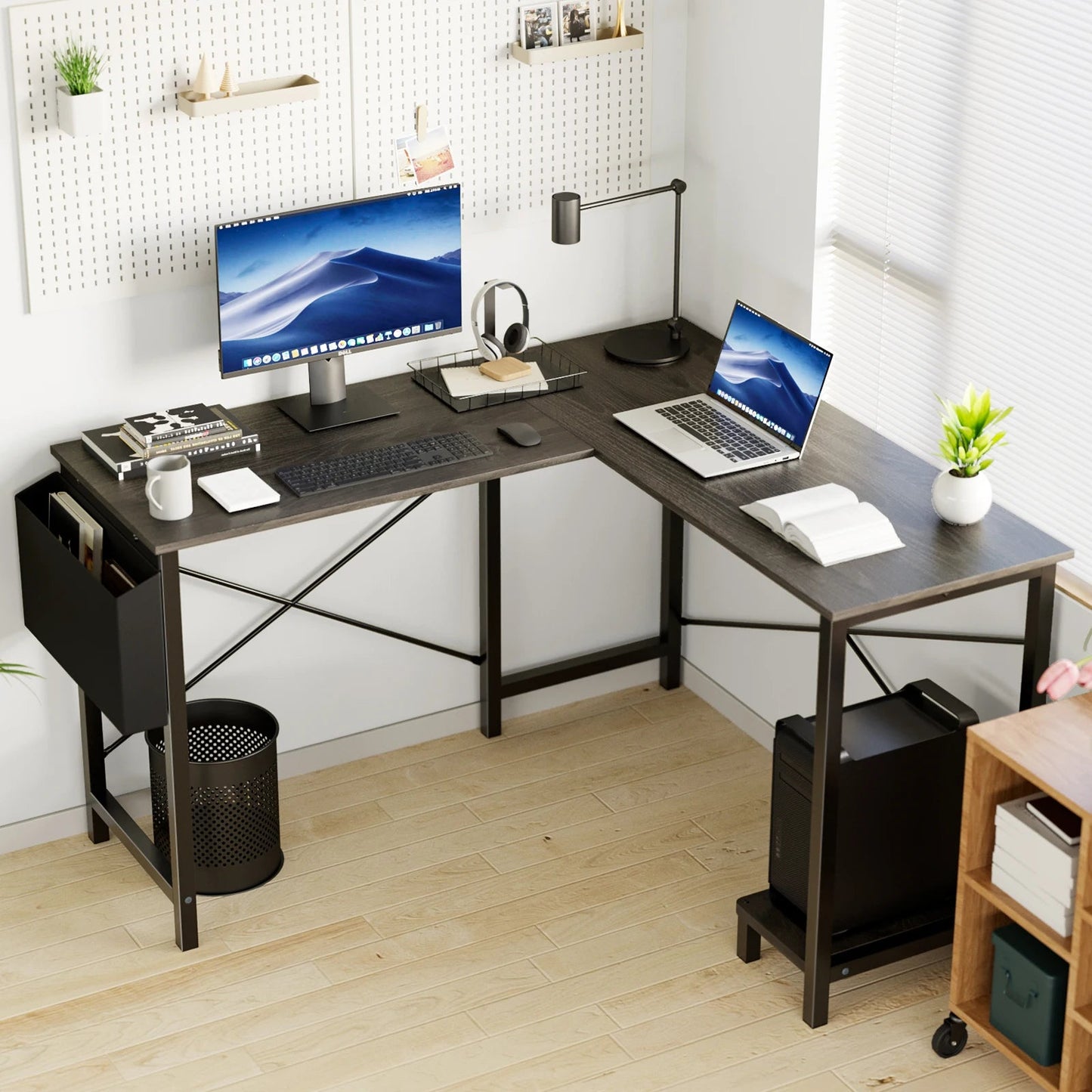 JHK 50 Inch L-Shaped Wooden Desk