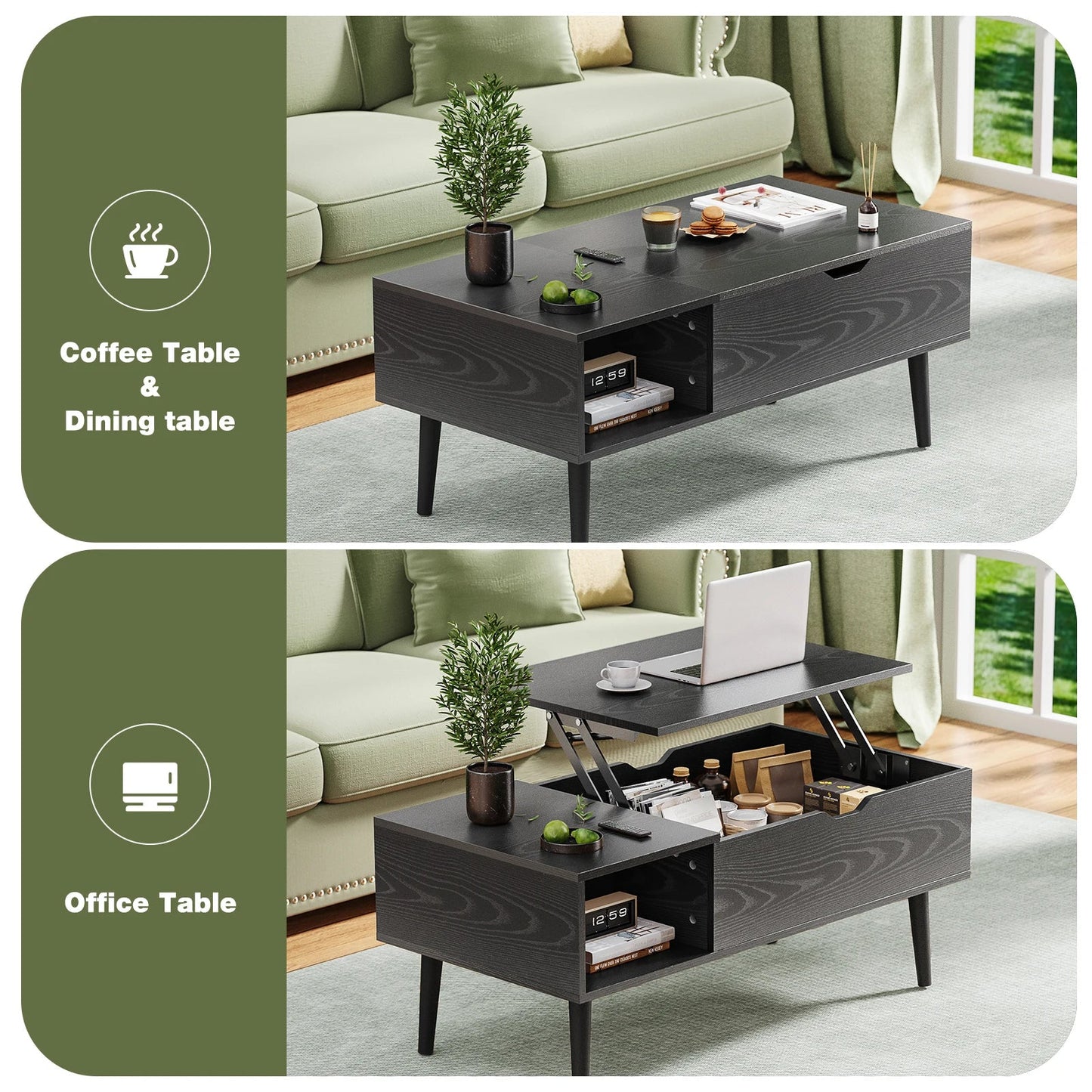 JHK Adjustable Lift Top Coffee Table