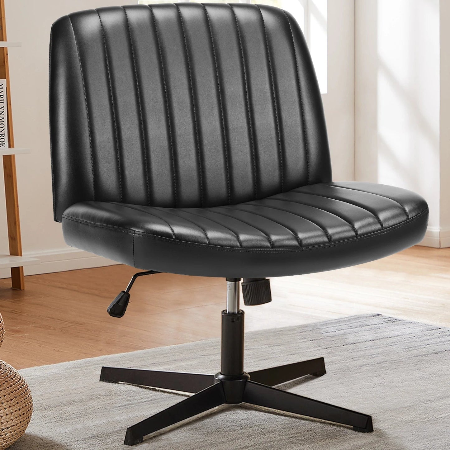 JHK Armless Wide Fabric Office Chair