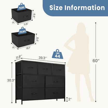 JHK Modern 7-Drawer Fabric Dresser for Stylish Organisation