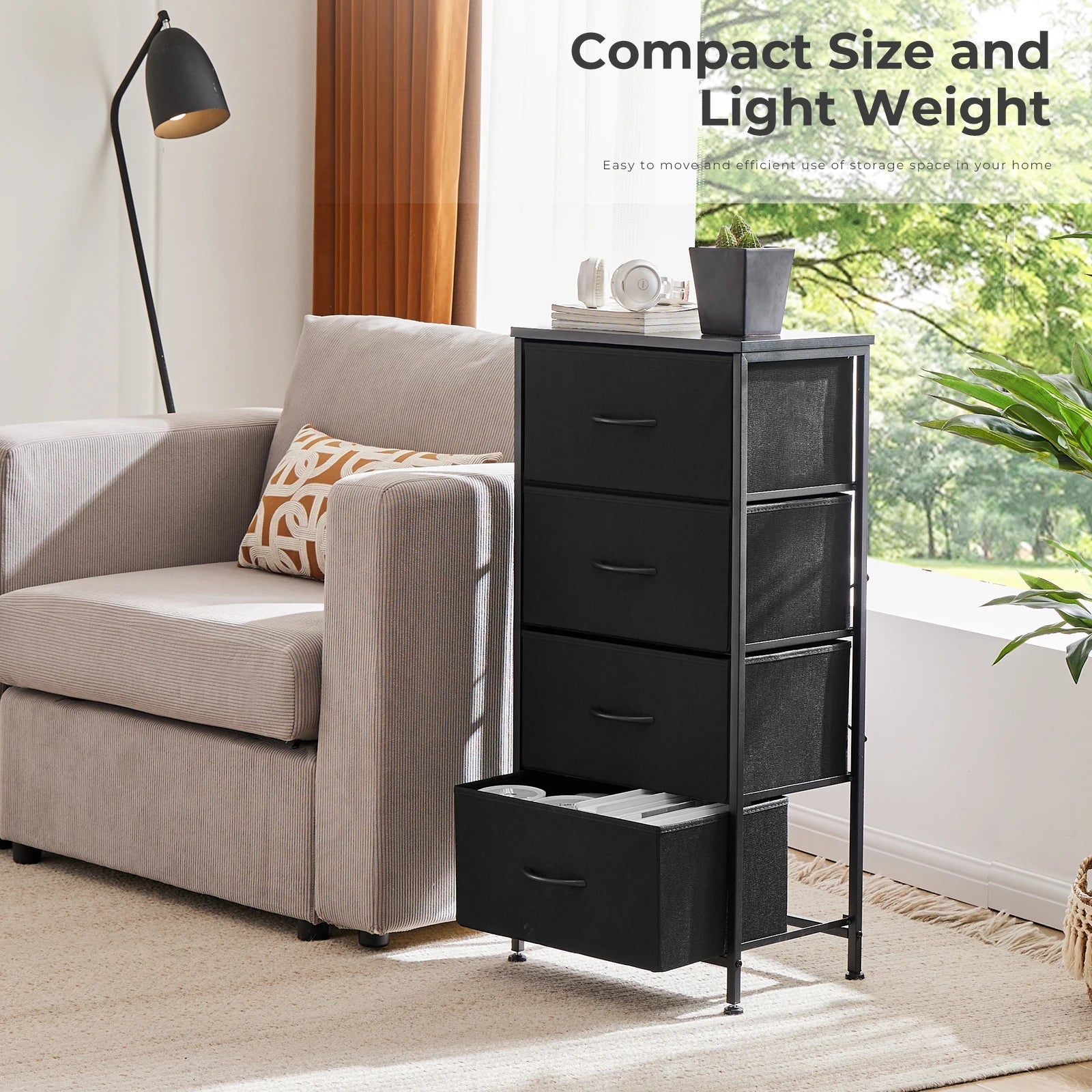 JHK Modern Fabric Multi-Drawer Cabinet