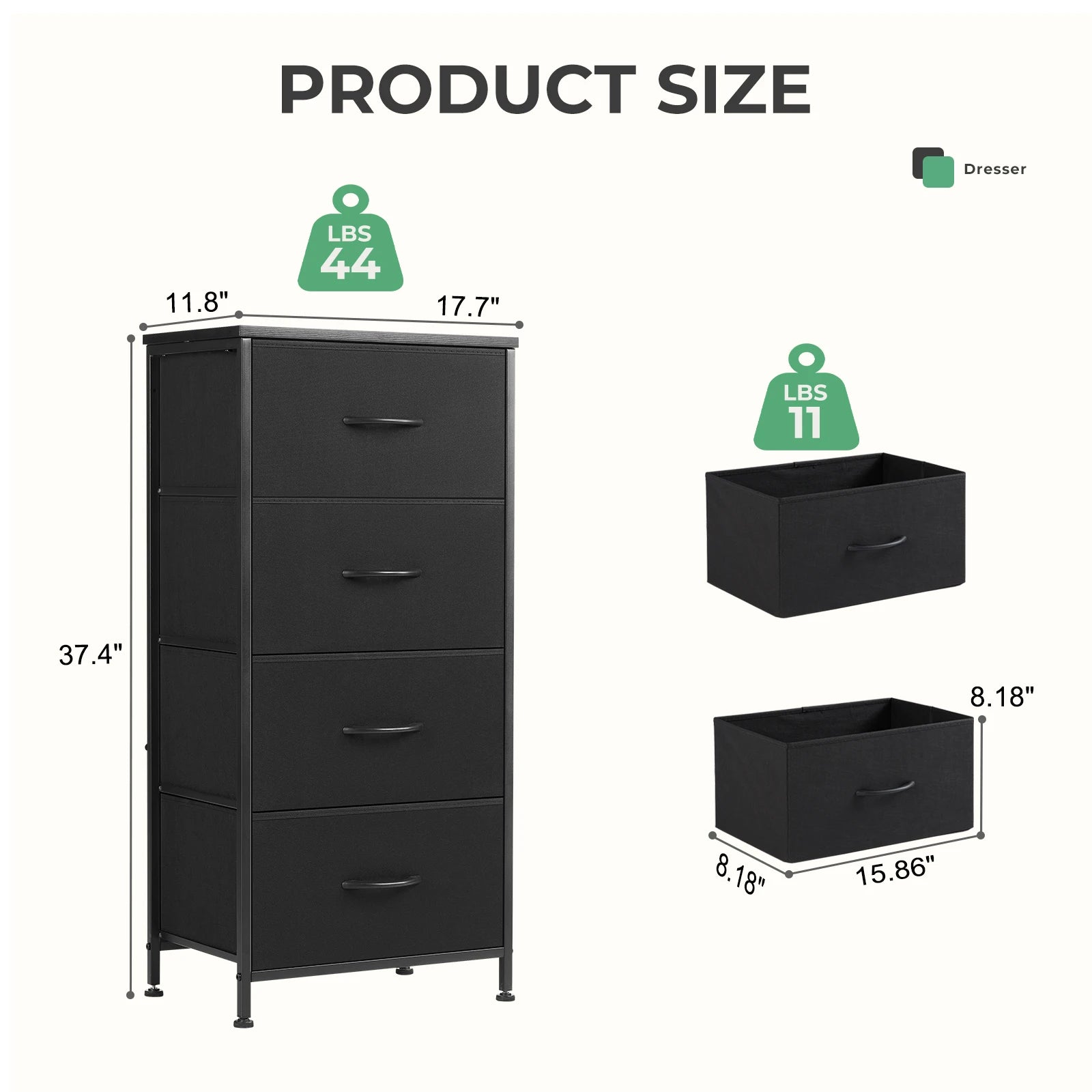 JHK Modern Fabric Multi-Drawer Cabinet