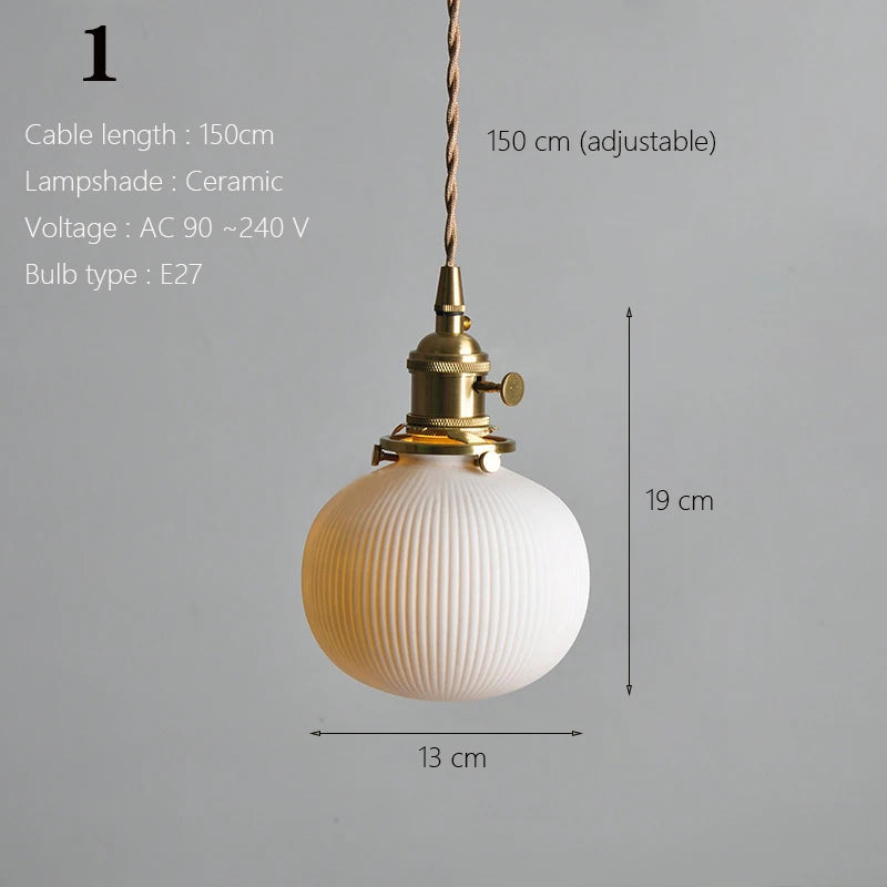 Japanese Ceramic Pendant Light - Elegant Minimalist Design