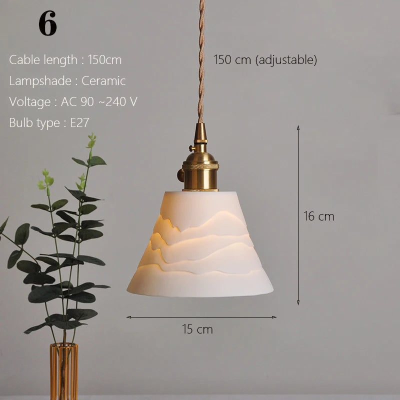 Japanese Ceramic Pendant Light - Elegant Minimalist Design