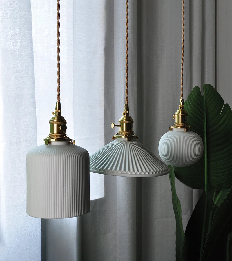 Japanese Ceramic Pendant Light - Elegant Minimalist Design