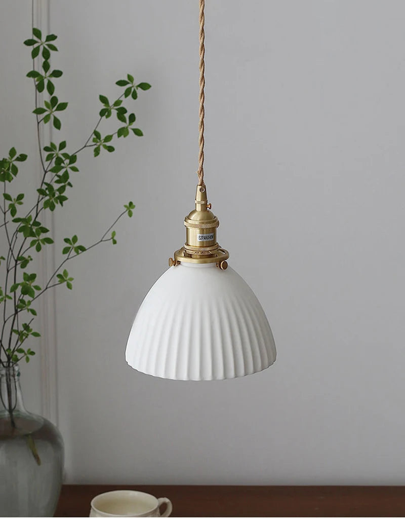 Japanese Ceramic Pendant Light - Elegant Minimalist Design