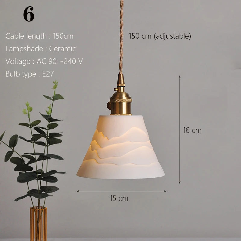 Japanese Ceramic Pendant Light - Elegant Minimalist Design