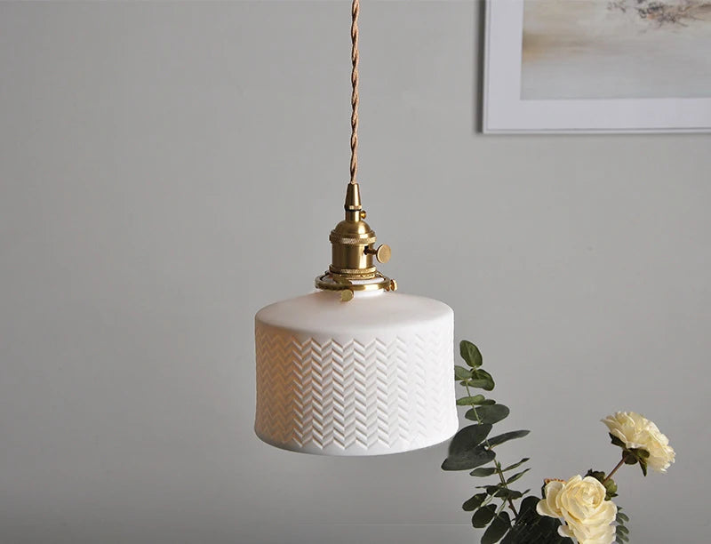 Japanese Ceramic Pendant Light - Elegant Minimalist Design